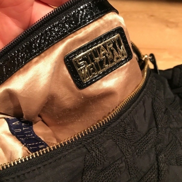 Stuart WeitzmanBlack Quilted Fabric Hobo Bag - Picture 11 of 16